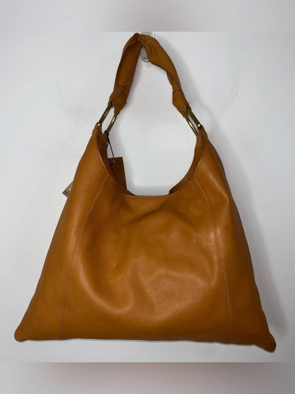 Margot New York Dakota Cognac Brown Leather Large Shoulder Hobo Bag Tote NWT